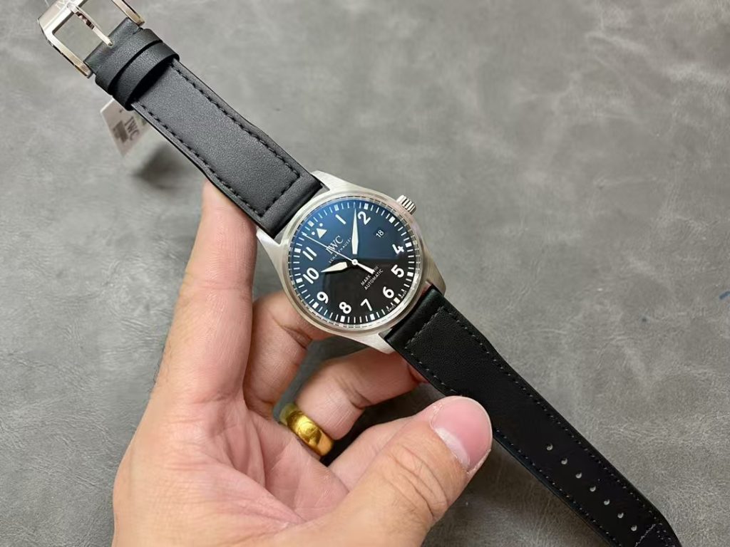 Replica IWC Mark XVIII with Black Leather Strap